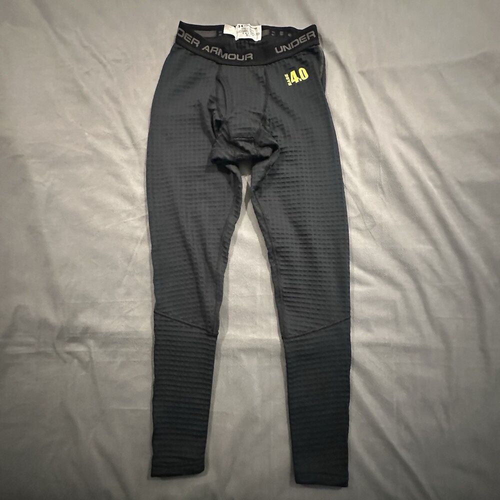 Under Armour Base Layer 4.0 Leggings Mens M Fitted Coldgear Grid Black Bottoms